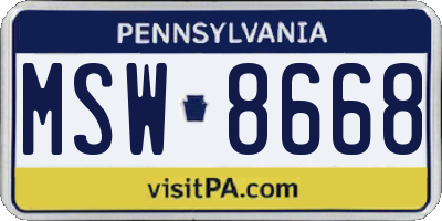 PA license plate MSW8668