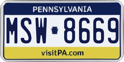 PA license plate MSW8669
