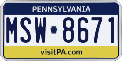 PA license plate MSW8671