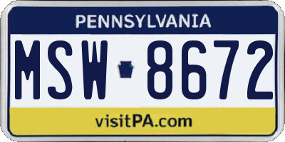 PA license plate MSW8672