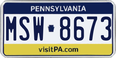 PA license plate MSW8673