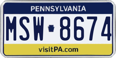 PA license plate MSW8674