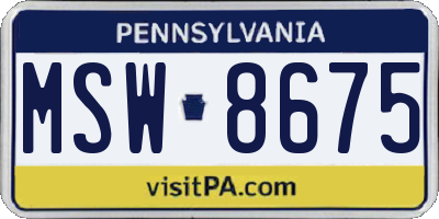 PA license plate MSW8675