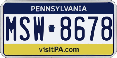 PA license plate MSW8678