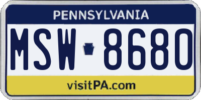 PA license plate MSW8680