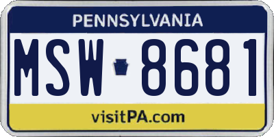 PA license plate MSW8681