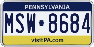 PA license plate MSW8684