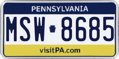 PA license plate MSW8685