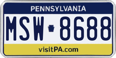 PA license plate MSW8688