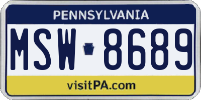 PA license plate MSW8689