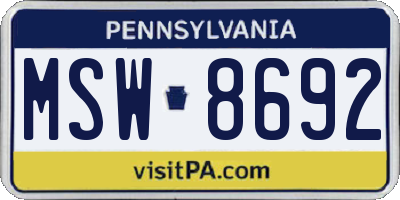 PA license plate MSW8692