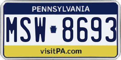 PA license plate MSW8693
