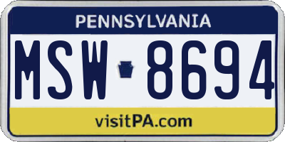PA license plate MSW8694