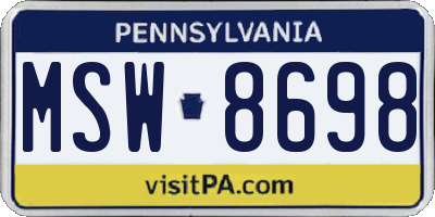 PA license plate MSW8698