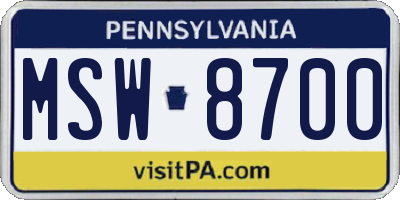 PA license plate MSW8700