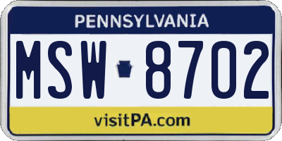 PA license plate MSW8702