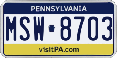 PA license plate MSW8703
