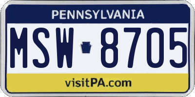 PA license plate MSW8705
