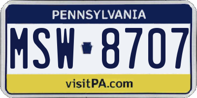 PA license plate MSW8707