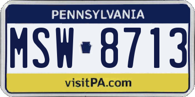 PA license plate MSW8713