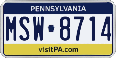 PA license plate MSW8714