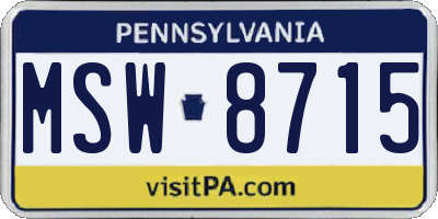 PA license plate MSW8715