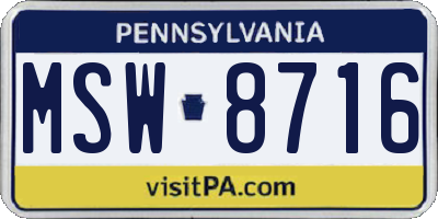 PA license plate MSW8716