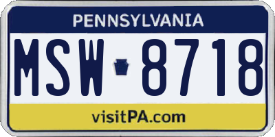 PA license plate MSW8718