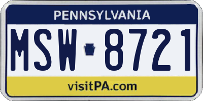 PA license plate MSW8721