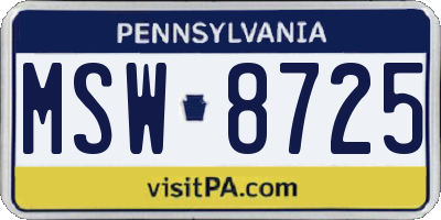 PA license plate MSW8725