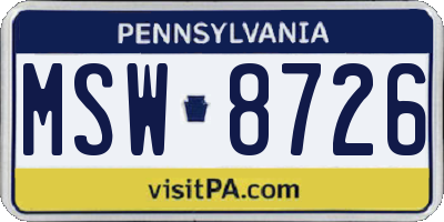 PA license plate MSW8726