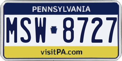 PA license plate MSW8727