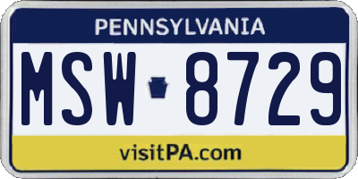 PA license plate MSW8729