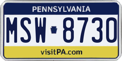 PA license plate MSW8730