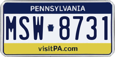 PA license plate MSW8731