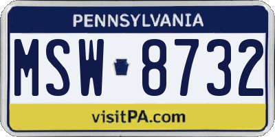 PA license plate MSW8732
