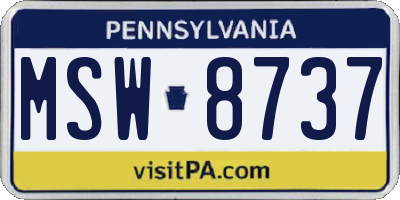 PA license plate MSW8737