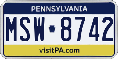 PA license plate MSW8742