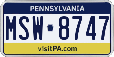 PA license plate MSW8747