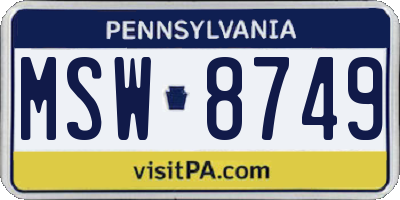 PA license plate MSW8749