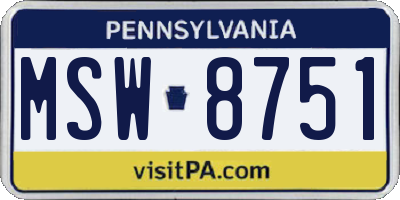 PA license plate MSW8751