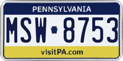 PA license plate MSW8753