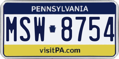 PA license plate MSW8754
