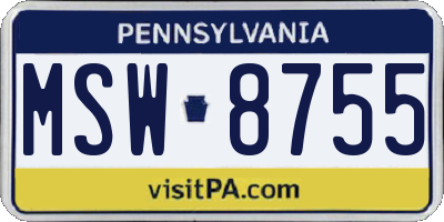 PA license plate MSW8755