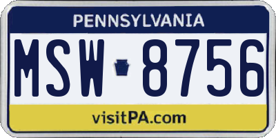 PA license plate MSW8756