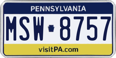 PA license plate MSW8757