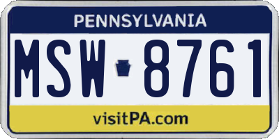 PA license plate MSW8761