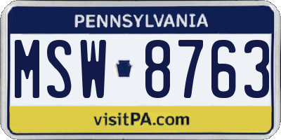 PA license plate MSW8763