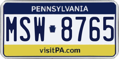 PA license plate MSW8765
