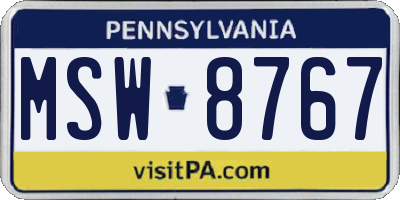 PA license plate MSW8767